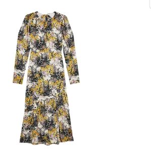 Topshop Floral Long Sleeve Midi Dress sz 14